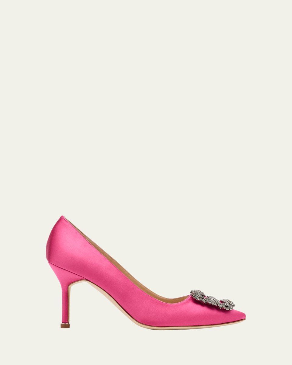Hangisi 90mm Satin Crystal Buckle Pumps